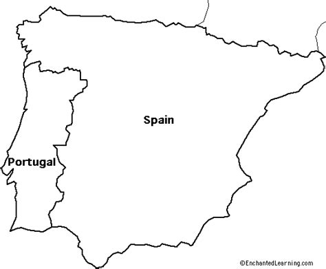 outline map of spain and portugal